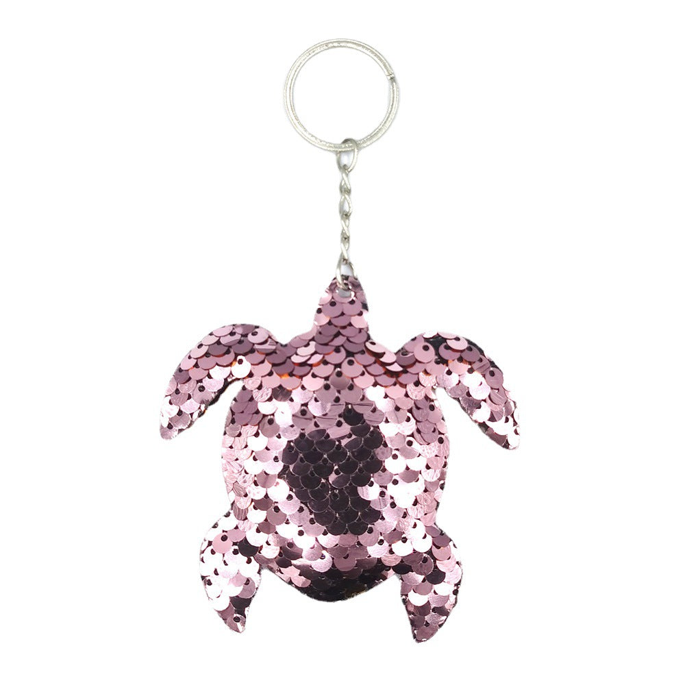 Wholesale Double Sided Reflective Turtle Sequin Keychain